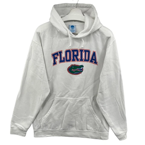 Florida Gators Pullover Hoodie Mens Large White NCAA Pullover Arch Logo Spellout Cover