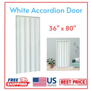 White Accordion Door, 36" x 80" – Folding Interior Room Divider - Picture 1 of 8