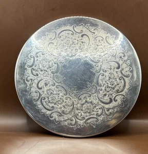 Vintage Silver Plate Round Trivet With Etched Surface, 7” - Picture 1 of 5