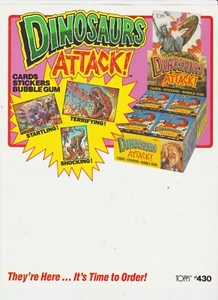 DINOSAURS ATTACK Topps CARD  DEALER SELL SHEET / AD-SLICK  ORIGINAL VINTAGE - Picture 1 of 1