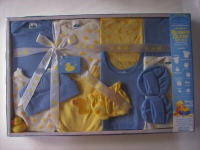 Bon Bebe Outfit 12pc Rubber Ducky Set Bodysuit Bib Tee Tank Cap Mittens Newborn - Image 1 of 4