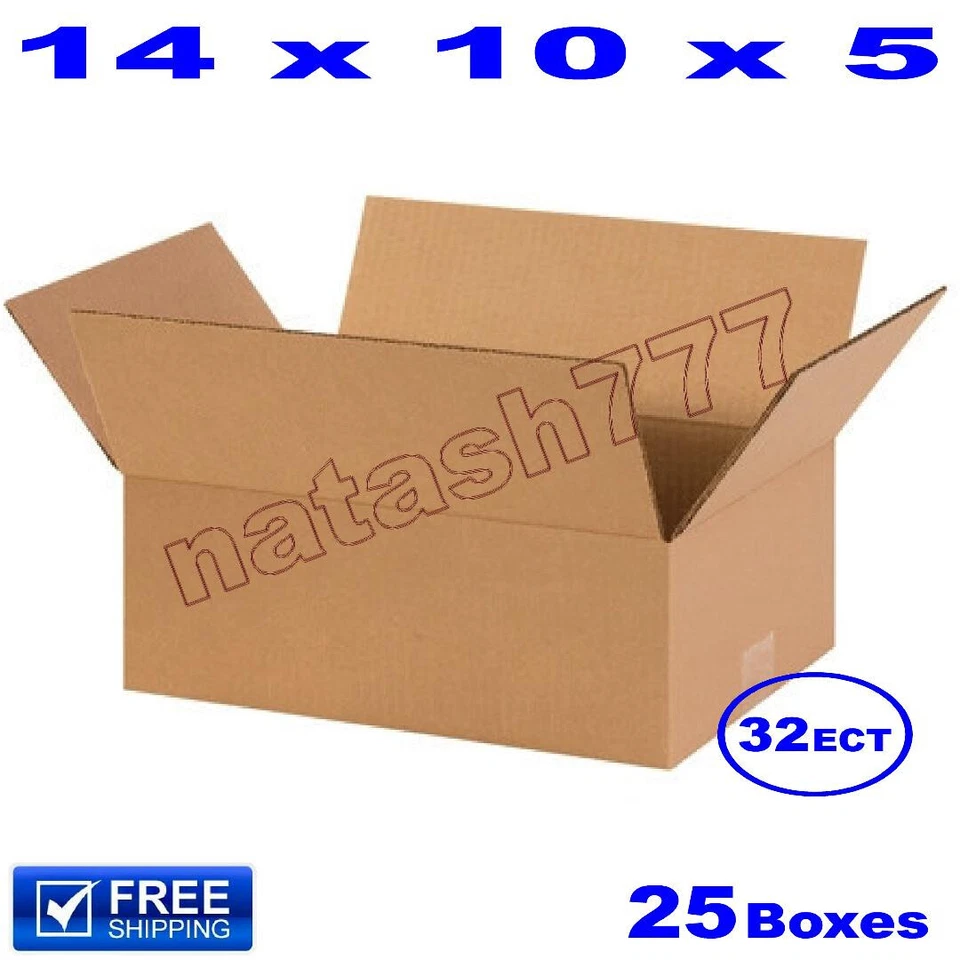 25 - 14x10x5 Cardboard Boxes 32-ECT Mailing Packing Shipping Corrugated Carton - Image 1 of 1