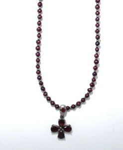 Vintage Estate Garnet Coptic Cross Necklace - Picture 1 of 6