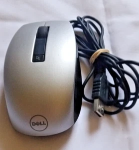 Genuine Dell USB Wired Optical Laser Computer Mouse 6 Button Black Silver Works - Picture 1 of 6