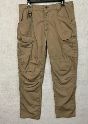 Tactical Cargo Pants Mens Large Tan Ripstop Multi Pocket Hiking Outdoor Workwear - Image 1 of 4