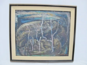 AMANDA SNYDER Pacific NW Abstract Trees LANDSCAPE Oil Painting on Panel - Picture 1 of 7