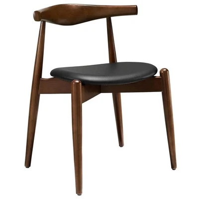 Modway Stalwart 17.5" Wood Dining Side Chair in Dark Walnut/Black - Image 1 of 4