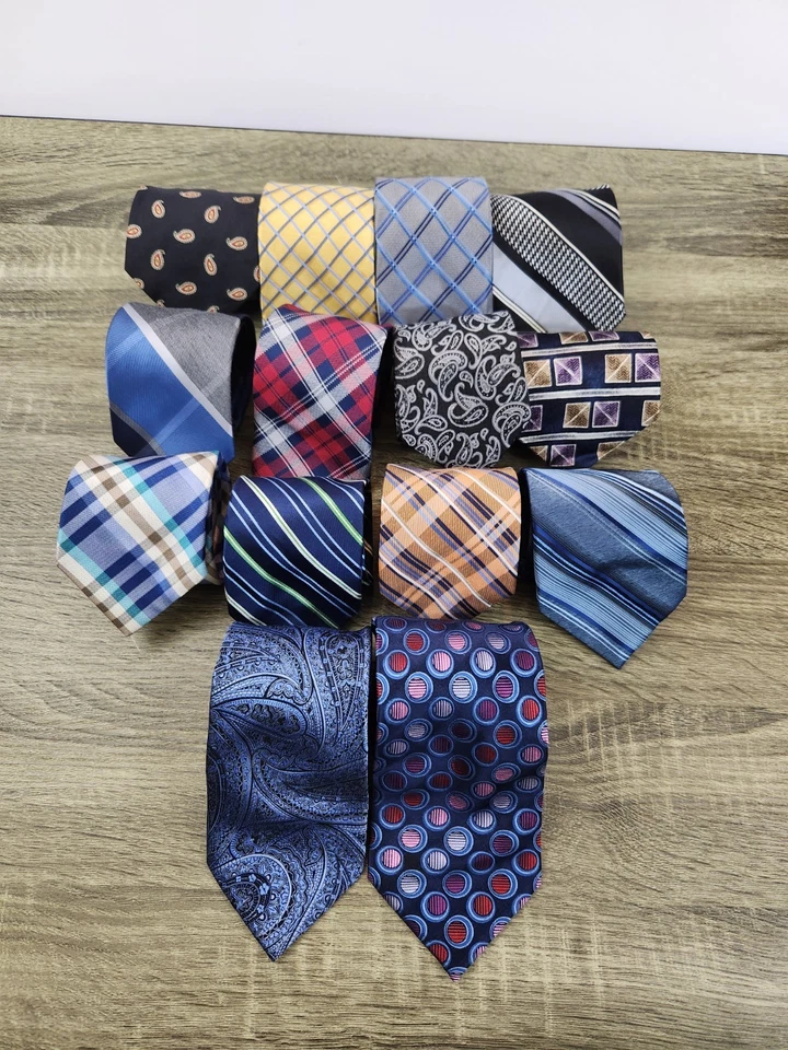 Lote de 14 gravatas masculinas de seda Stafford xadrez paisley listrado designer - Imagem 1 de 4