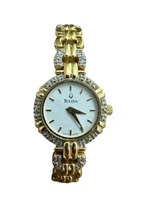Reloj Bulova Diamante Genuino 98R06 Mujer Redondo Oro 23mm Suizo 4 Joyas - Imagen 1 de 4