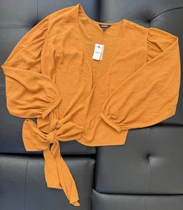 Express Orange Wrap Sheer Balloon Long Sleeve Size Medium - Picture 1 of 4