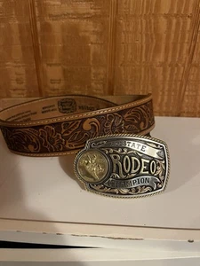 Tony Lama Children's Lil' Champ Floral Embossed Leather Belt C60154 Size 26 - Picture 1 of 4
