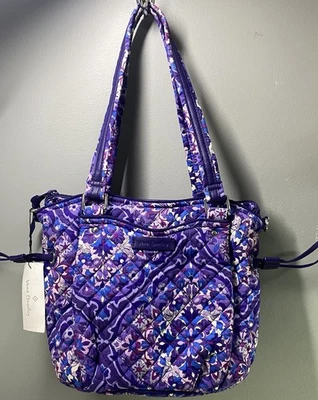 Vera Bradley Iconic Mini Glenna Satchel Quilted Tapestry Purse Purple NWT 9x11x4 - Image 1 of 4