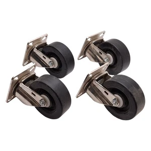 Lot of 4 Top Plate Swivel Caster, ø4" Wheel, 5.25" Height, 4.125" x 3.125" Plate - Picture 1 of 7