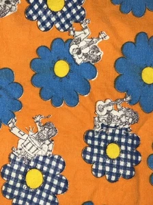 VINTAGE 60er FLOWER POWER HANDTUCH STOFF MOD BOHO HIPPIE BEATNIK MUSIKER ROCKBAND - Bild 1 von 11