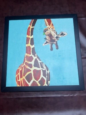 Funny giraffe upside down on canvas . Unbranded. Black/blue/orange/red. - Image 1 of 4