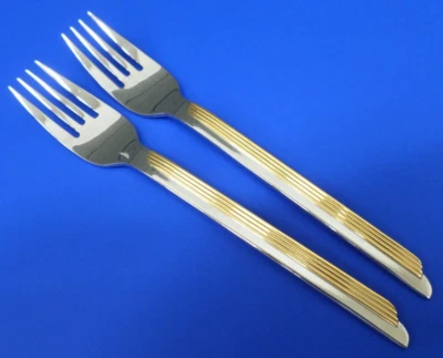 2 WMF Cromargan STRATOS GOLD Accent Glossy Stainless Japan Flatware SALAD FORKS - Image 1 of 4