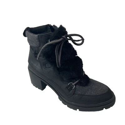 Jellypop женщин черный ботинок размер 10 молнии шнурует вверх холст искусственной кожи - Изображение 1 из 4