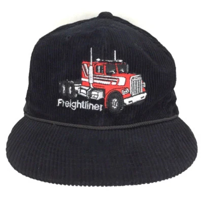 Vtg Freightliner Corduroy Trucker Cap Rope Spell Out Logo Snap Back Big Rig Hat - Image 1 of 4