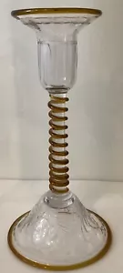 10" Pairpoint HandBlown Tall Single Candlestick, Engraved Waterford Pattern - Picture 1 of 11