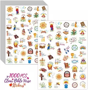 1000 PCS Bible Verse Stickers, Clear Inspirational Pray Stickers Scripture Deca - Picture 1 of 12