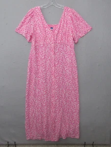 Old Navy Dress Women Large Pink Ditsy Floral Smocked Button Midi Boho 2024 NWT - Picture 1 of 13