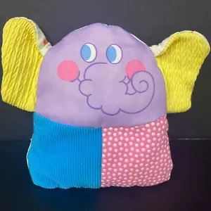 Vintage Playskool Fabric Elephant Soft Plush Stuffed Baby Toy Squeaker Stars - Picture 1 of 2