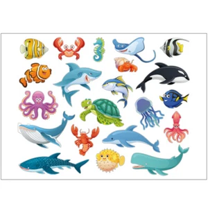 Sea Animals Stickers Sheet Decals Animlas Wall Self Adhesive Vinyl A4 PS0006 - Picture 1 of 1