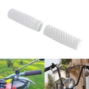 2X White Rubber Hand Grips Non-slip Handgrips For 1" Handlebar Harley Kawasaki  - Picture 1 of 7