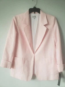 Giacca blazer donna Tahari Arthur S Levine rosa righe bianche manica lunga taglia 8 - Foto 1 di 5
