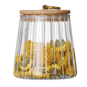 Glass Jars Coffee Nuts Canister Airtight Storage Jar Petal Decorative Container - Picture 1 of 7