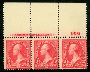 USA 1895 Washington 2¢ Carmine Scott # 267 Inscription Plate Number MNH J33 - Picture 1 of 6