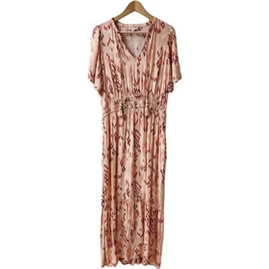 KNOX ROSE Womens MIDI Dress SIZE Large V-Neck Tassels Elastic Waist Pockets - Picture 1 of 11
