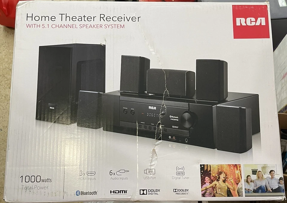 RCA RT2781HB Audio Receiver 1000 Watt Home Theater System Digital 5.1 BT NEW - Image 1 of 1