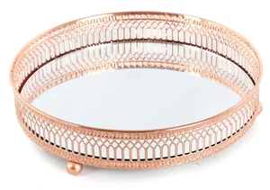 Copper Effect Mirror Tealight Candle Tray Plate 20Cm - Picture 1 of 1
