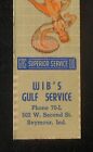 1930s Arrow Match Wib's Gulf Gas Phone 70-L 502 W. 2nd St. Sexy PinUp Seymour IN