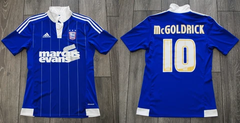 IPSWICH TOWN HOME FOOTBALL SHIRT 2015/2016 JERSEY ADIDAS DAVID MCGOLDRICK SMALL Cover