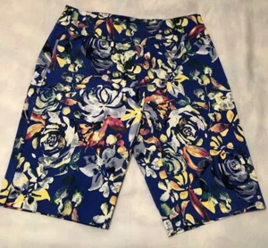 Juniper + Lime PS Bright Floral Print 11” Shorts Elastic Waist Surf Web/Lemon - Picture 1 of 15