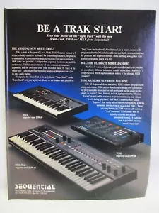 Sequential Multi Trak MAX TOM Keyboard 1985 Vintage Print Ad Music Room Man Cave - Bild 1 von 1