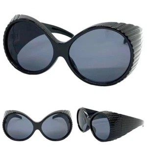 OVERSIZED EXAGGERATED Vintage Retro Style SUNGLASSES Big Thick Round Black Frame - Picture 1 of 6