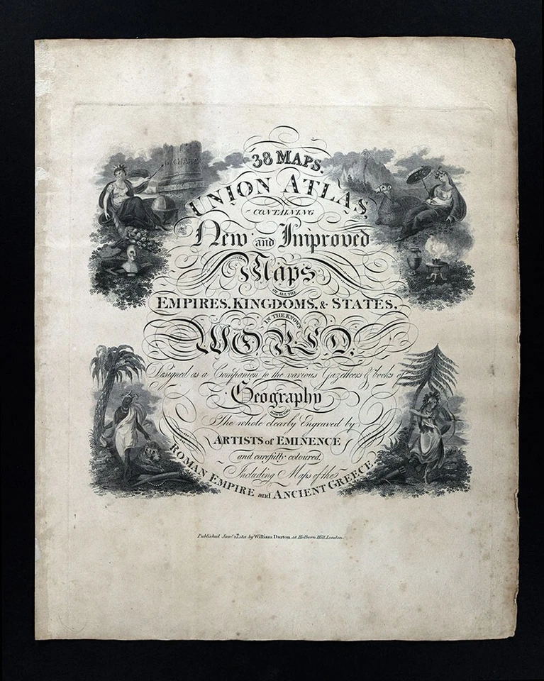 1812 Union Atlas Title Page William Darton London England Vignettes Typography - Image 1 of 3