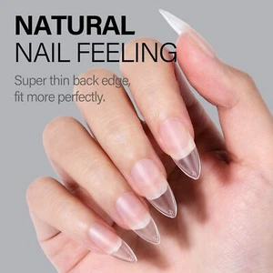 Soft Gel Tips Artificial Nails False Full Cover Acrylic UV Gel Natural Look - Picture 1 of 55