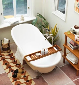 1:6 Miniature Vintage Clawfoot Bathtub Freestanding Faucet Dollhouse Bathroom - Picture 1 of 16