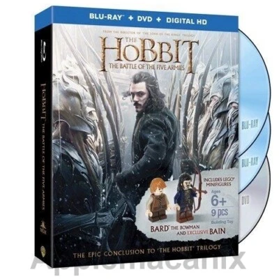 The Hobbit Battle of Five Armies Blu-Ray DVD & LEGO Bard & Bain Minifigures NEW - Image 1 of 2