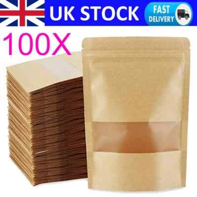 Kraft Paper Bag / Window Stand Up Pouch Zip Lock Resealable Heat Seal Display
