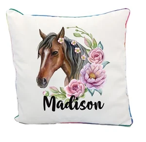 Horse Cushion Personalised Name Teenager Girl Daughter Birthday Christmas Gift - Picture 1 of 3