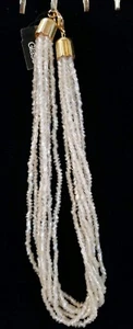 17" Vintage White Opaque Bohemian Glass Seed Bead 7 Strand Necklace - Picture 1 of 4