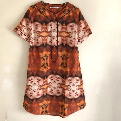 JC DE CASTELBAJAC ANGEL FACES Silk PRINTED BASEBALL SHIRT DRESS EU 36 - Image 1 of 4