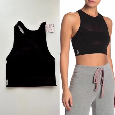 ✨New FREE PEOPLE Work Out Sculpt Racerback Mesh Crop Top Sports Bra Womens Small - Image 1 of 4