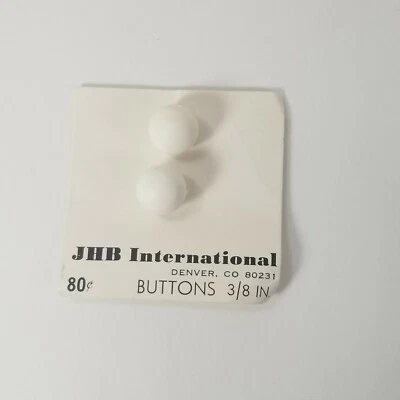 Vtg JHB International Ball Shape Sphere White Novelty BUTTONS 3/8" - Image 1 of 4