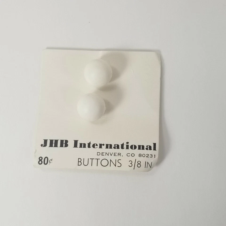 Vtg JHB International Ball Shape Sphere White Novelty BUTTONS 3/8" - Image 1 of 4